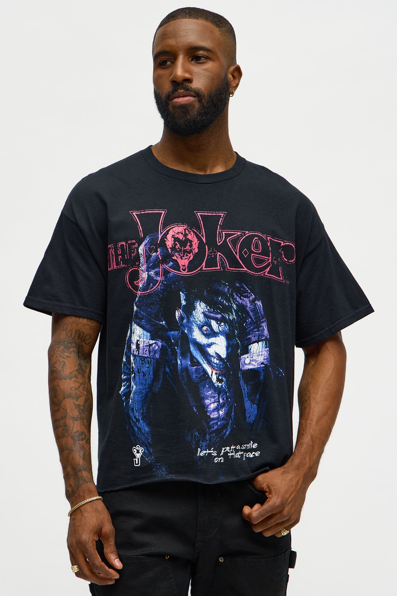 Joker Smile On Your Face Oversized Short Sleeve Tee - Black