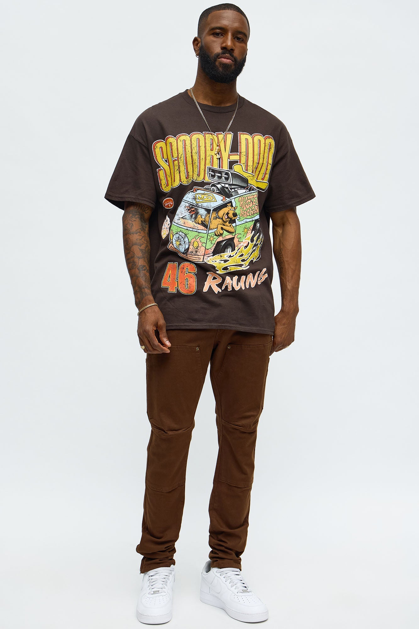 Scooby Doo Racing 46 Oversized Short Sleeve Tee - Brown