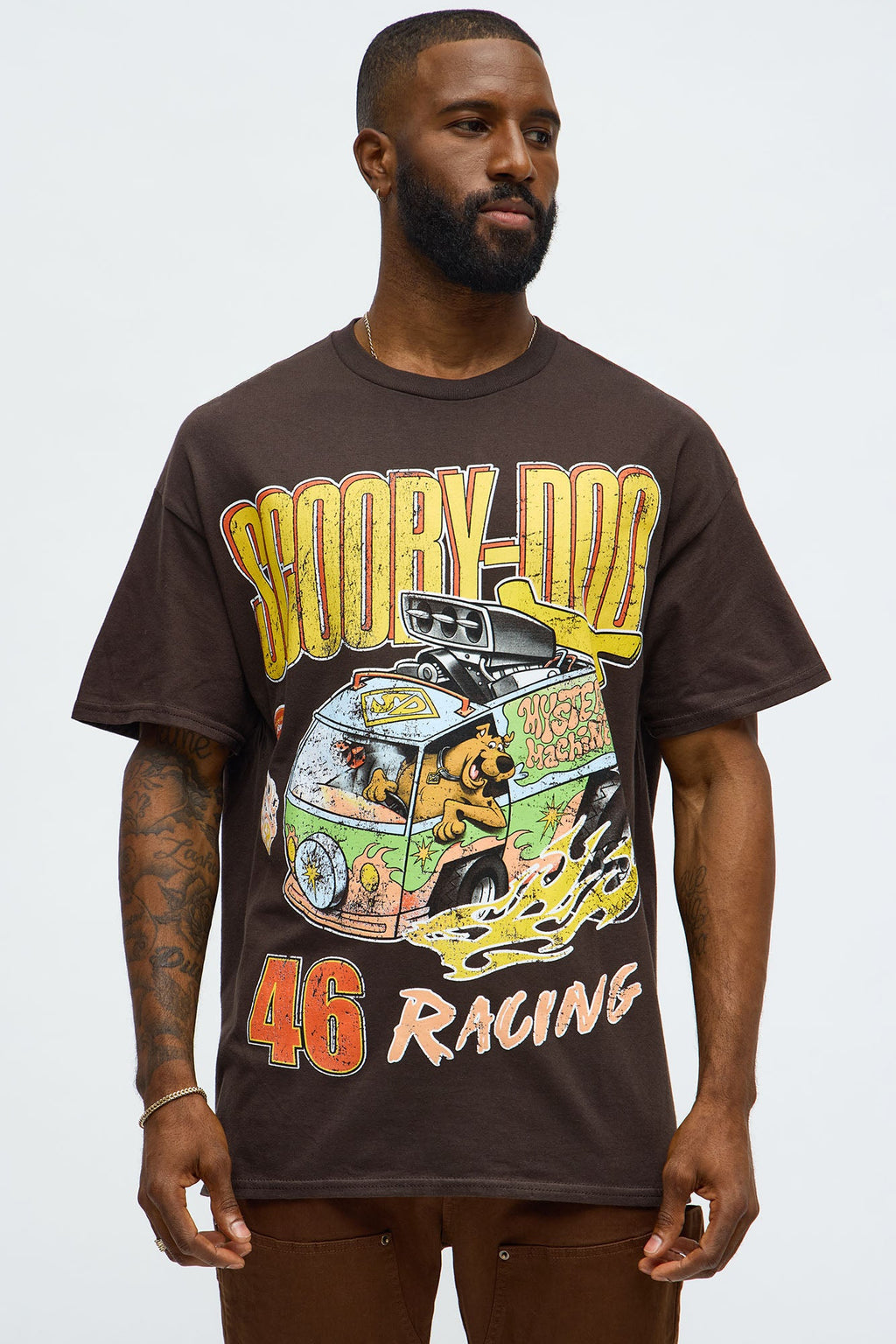 Scooby Doo Racing 46 Oversized Short Sleeve Tee - Brown