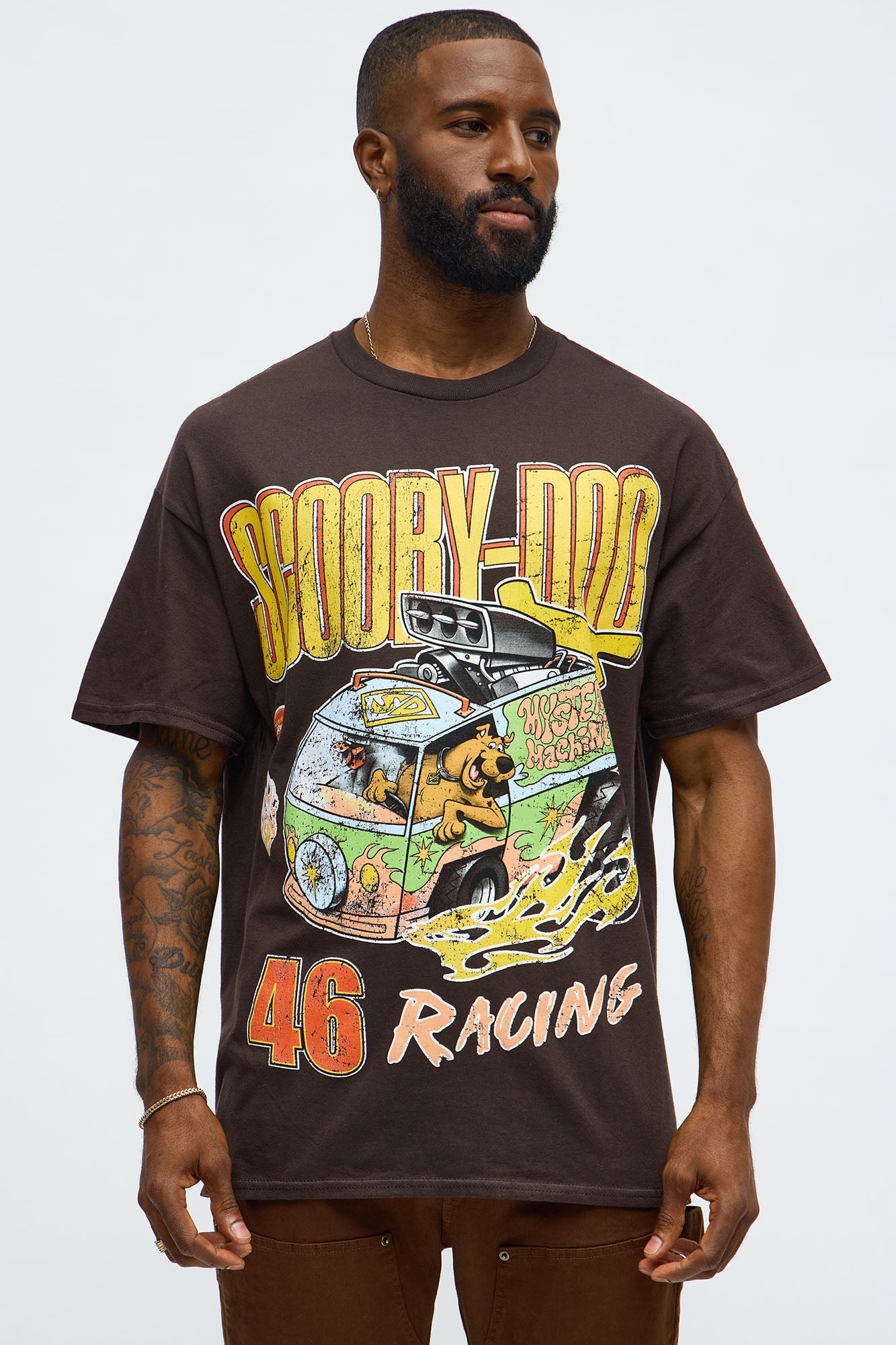 Scooby Doo Racing 46 Oversized Short Sleeve Tee - Brown