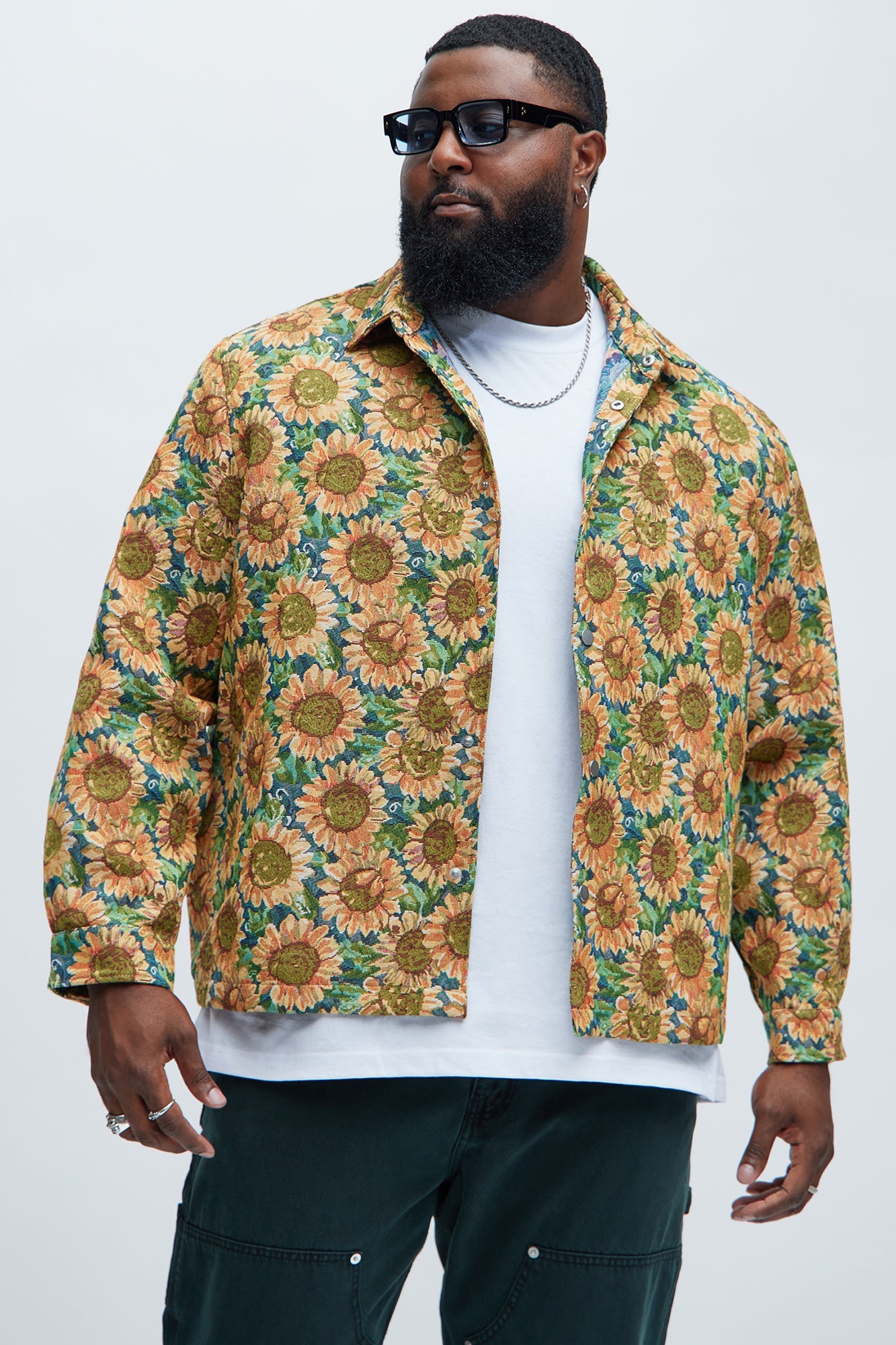 Sunflower Tapestry Button Up Shirt - Multi Color