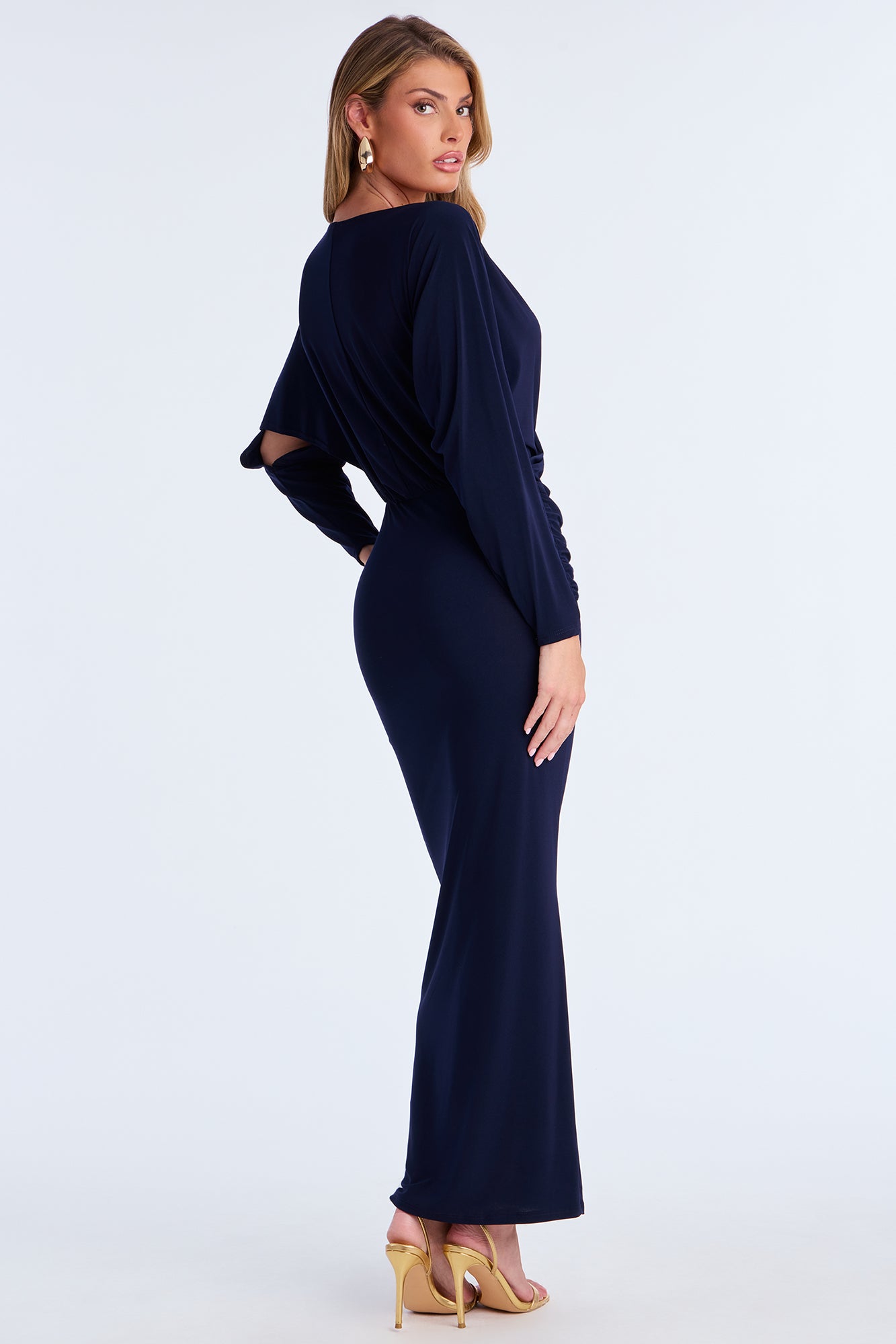 Emersyn Draped Maxi Dress - Navy