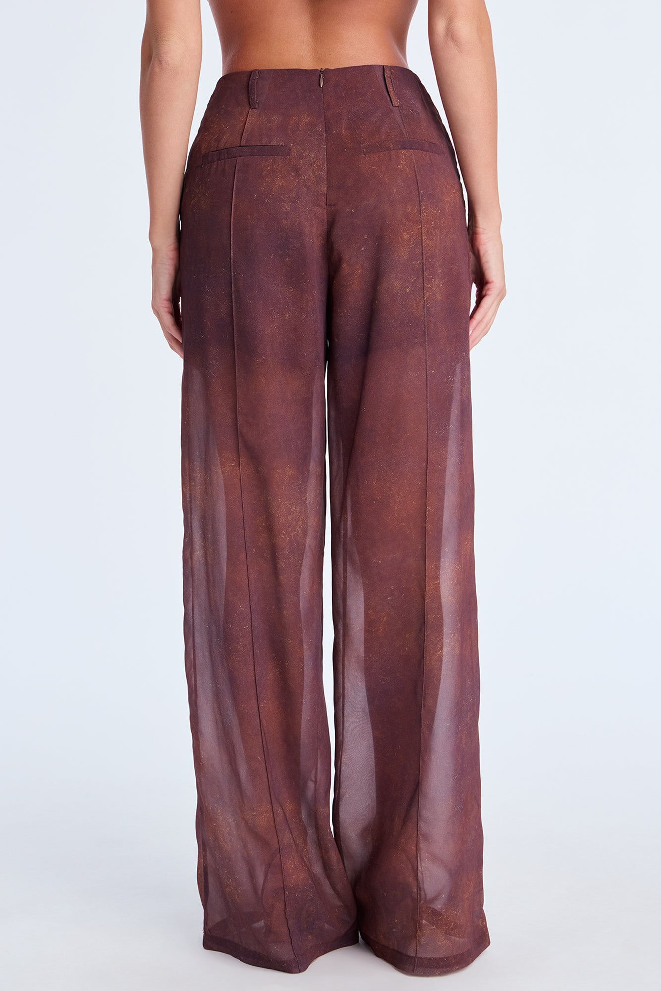 Call Me Tonight Wide Leg Chiffon Pant 33 - Rust/combo
