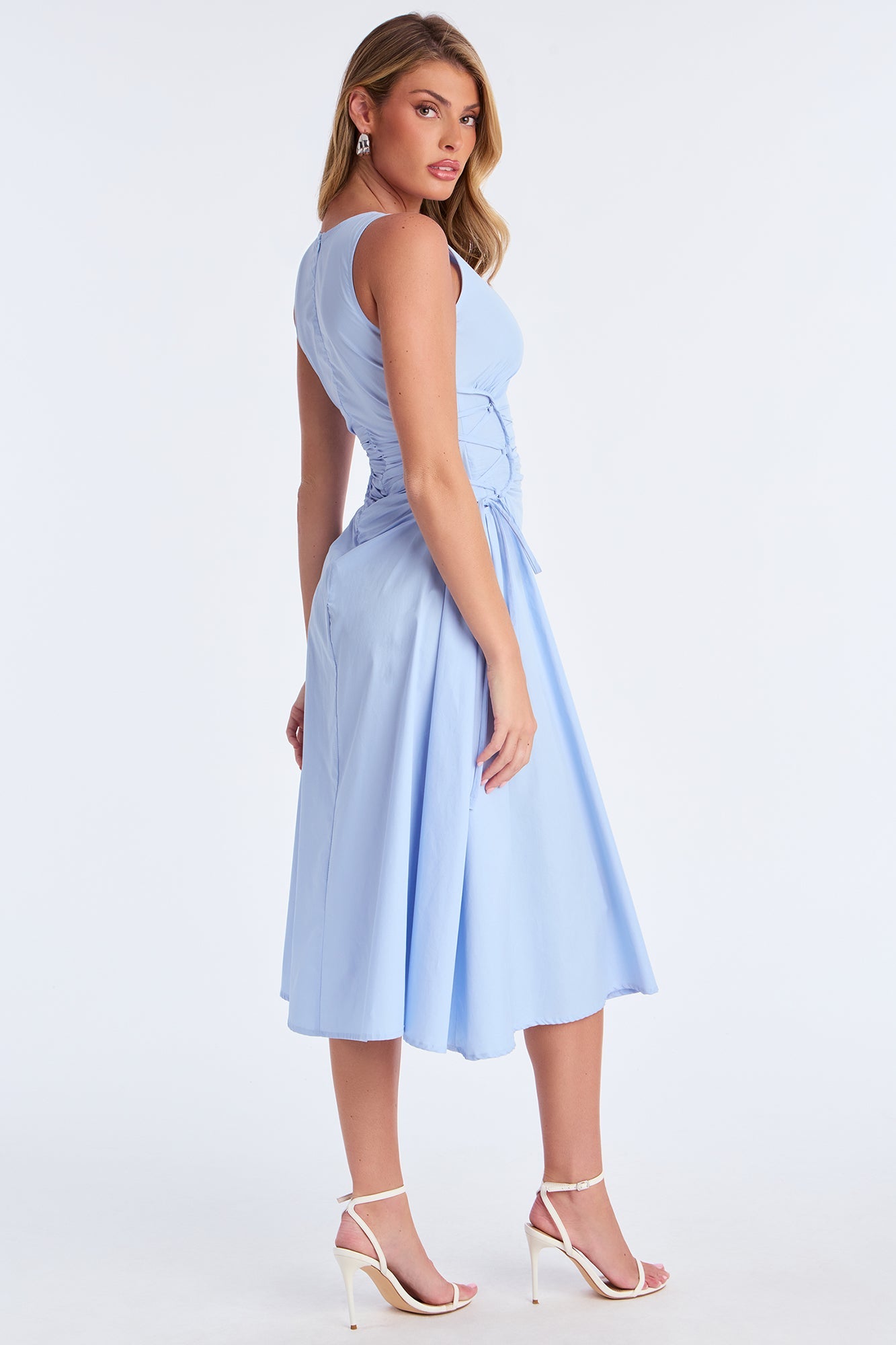 Emmaline Poplin Midi Dress - SkyBlue