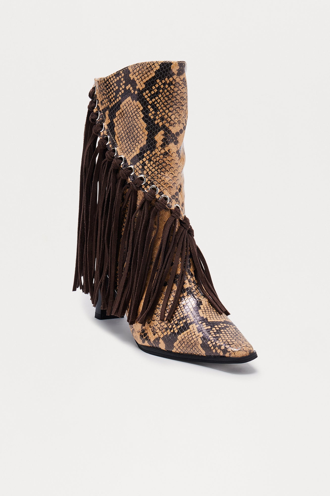 Dolly Fringe Booties - Beige