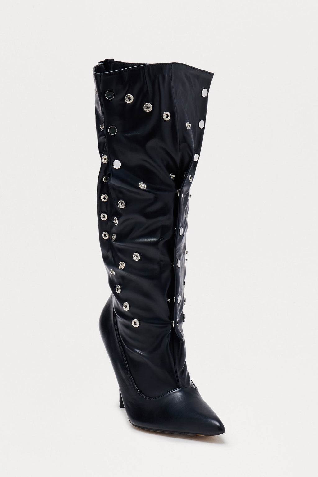 Trigger Grommet Stiletto Boots - Black