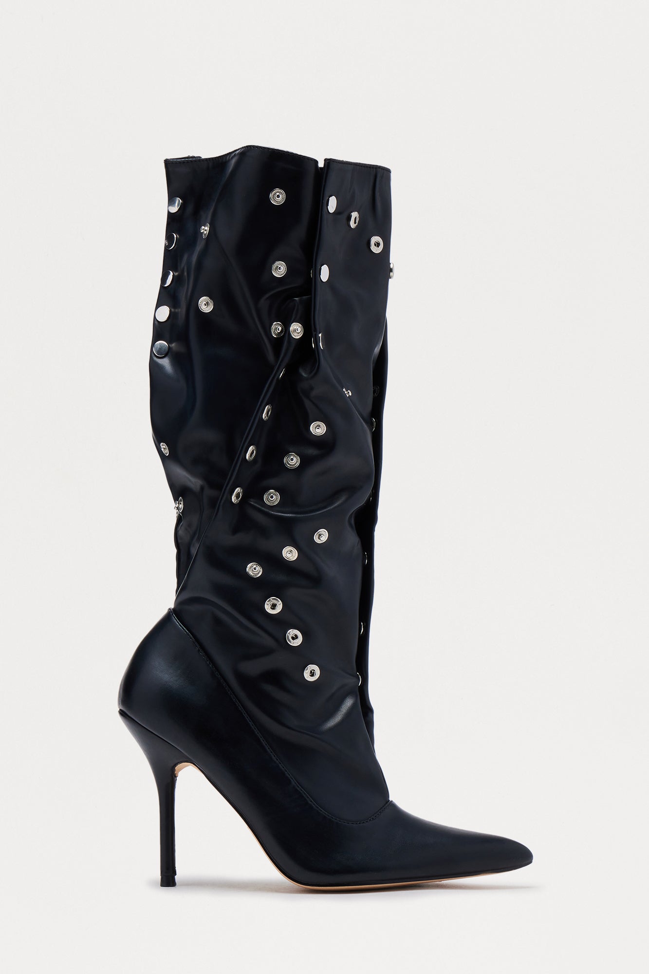 Trigger Grommet Stiletto Boots - Black