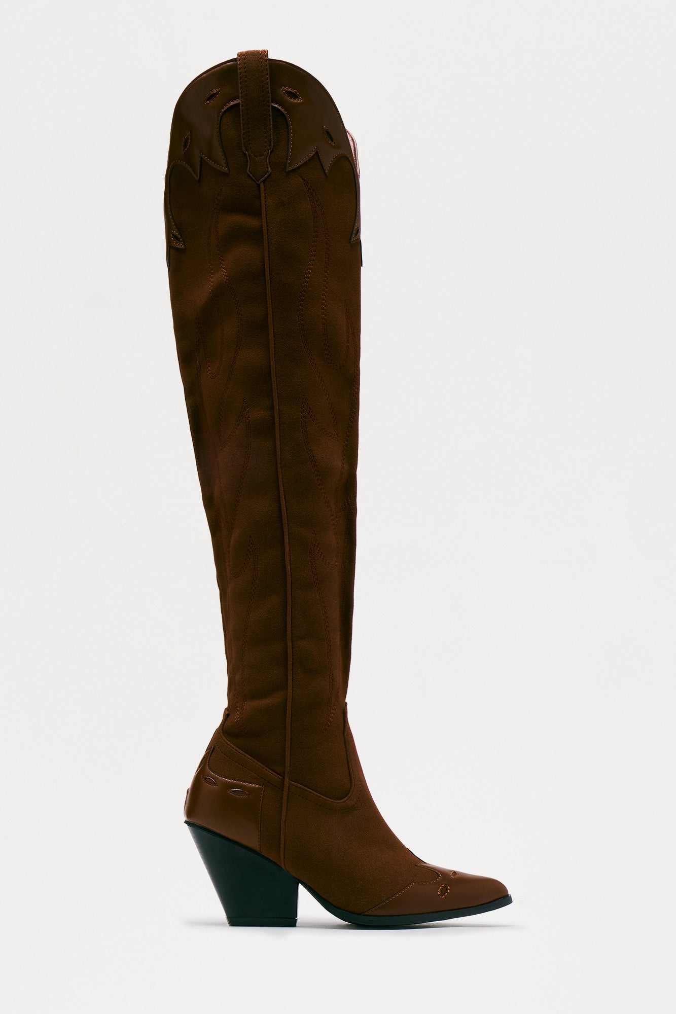 Westend Faux Suede Cowboy Boots - Chocolate