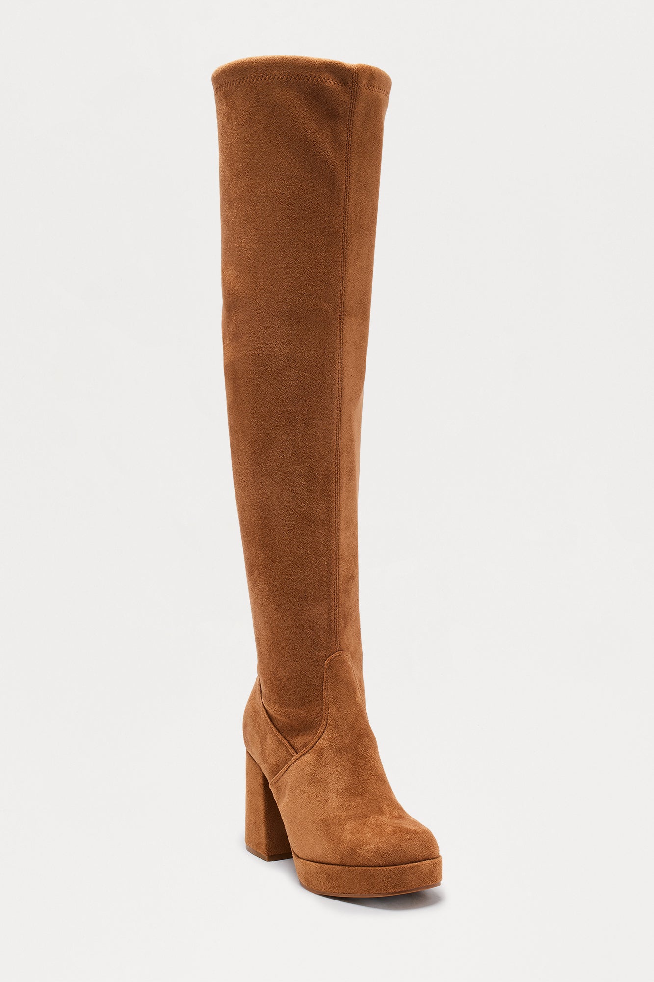Jean Platform Thigh High Boots - Camel
