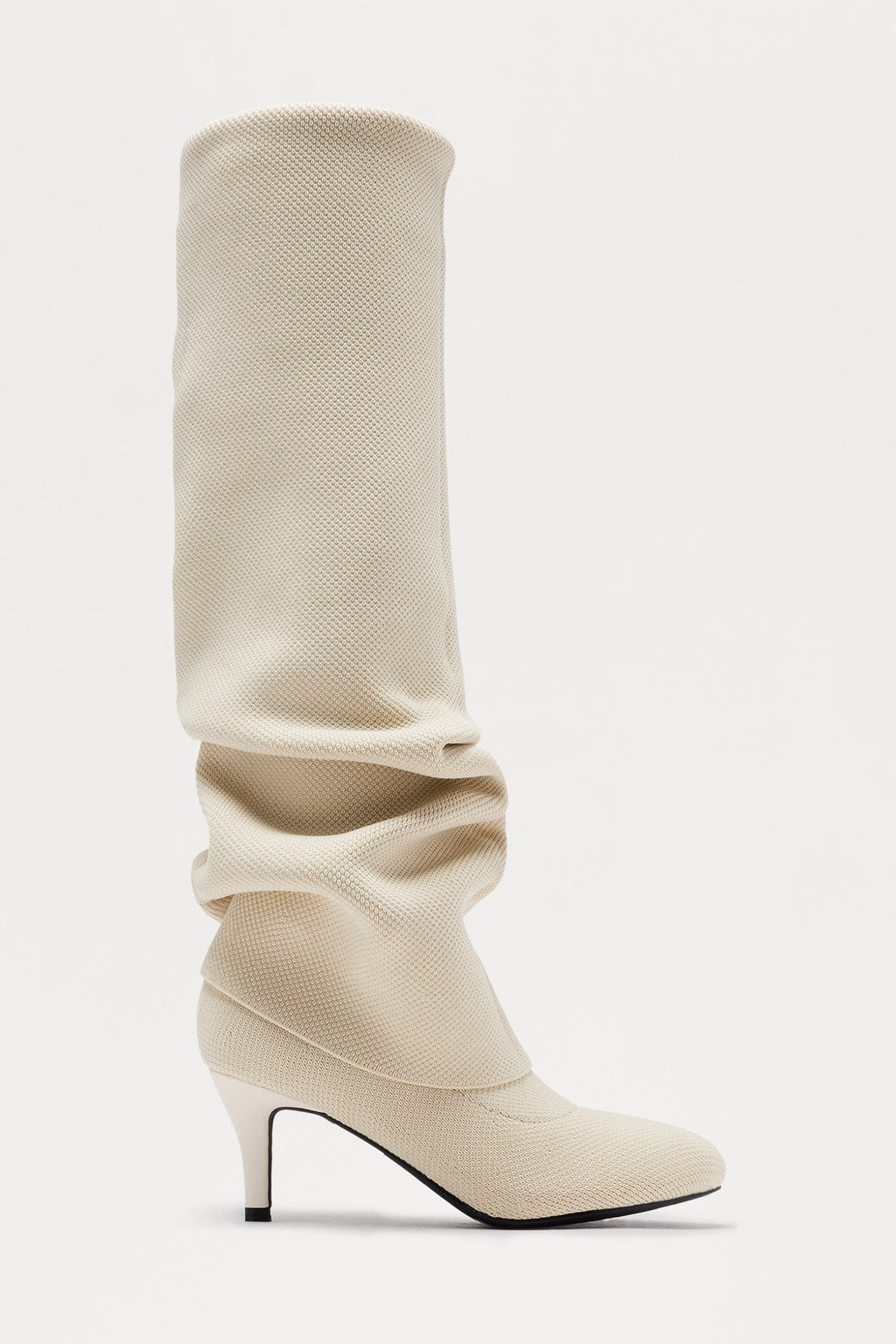 Mccoy Ruched Knit Boots - Beige