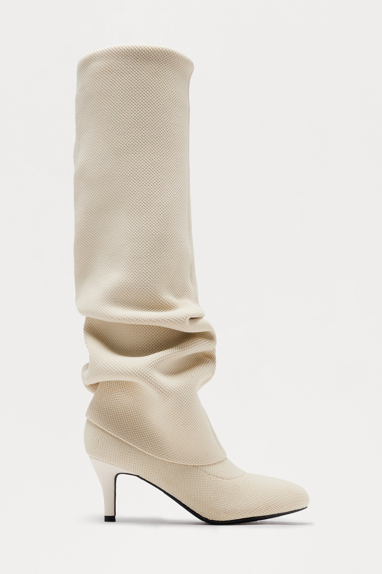 Mccoy Ruched Knit Boots - Beige
