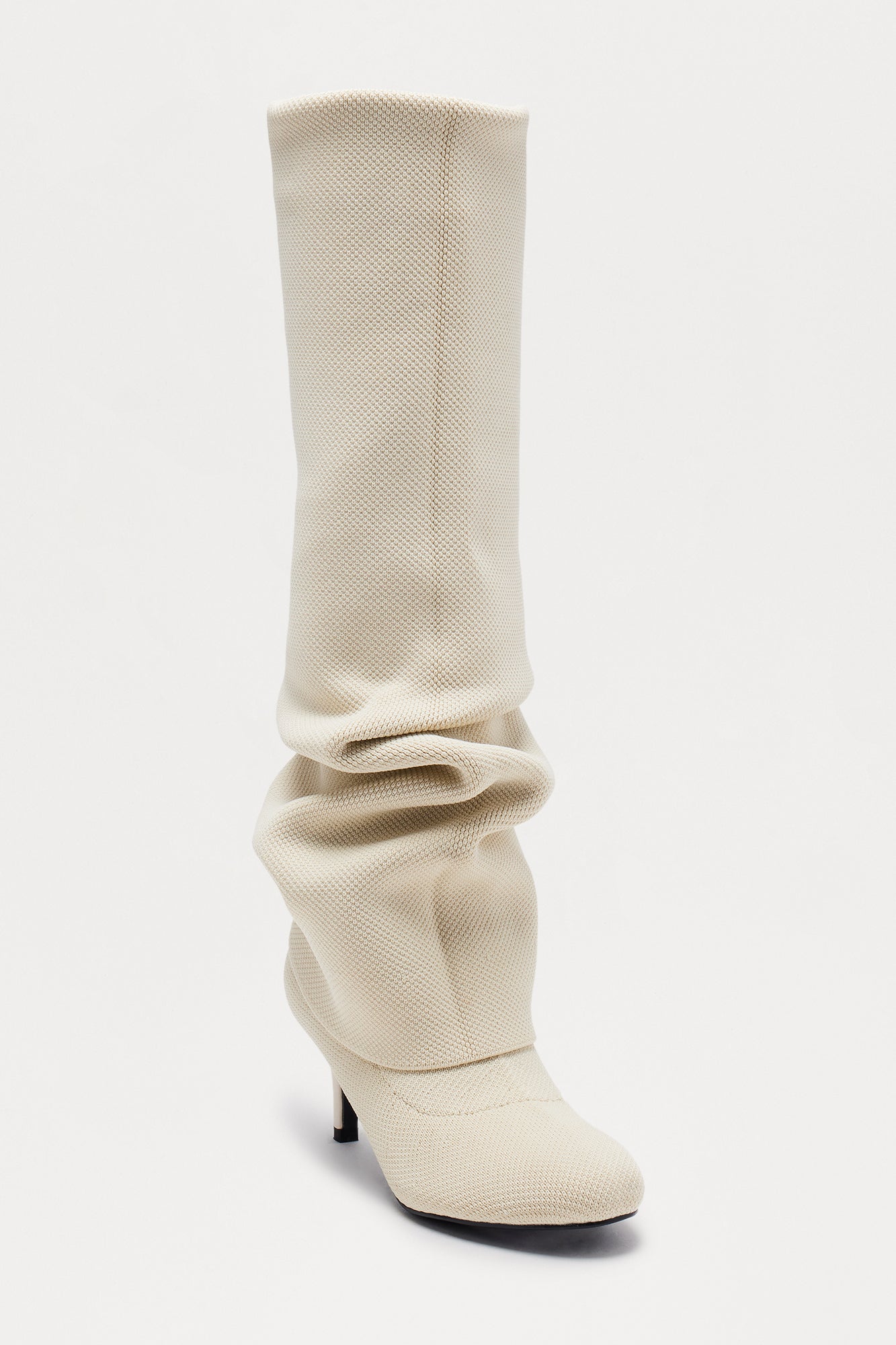 Mccoy Ruched Knit Boots - Beige