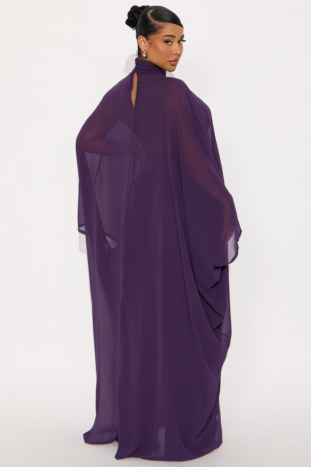 Sheer Moment Draped Pant Set - Eggplant 