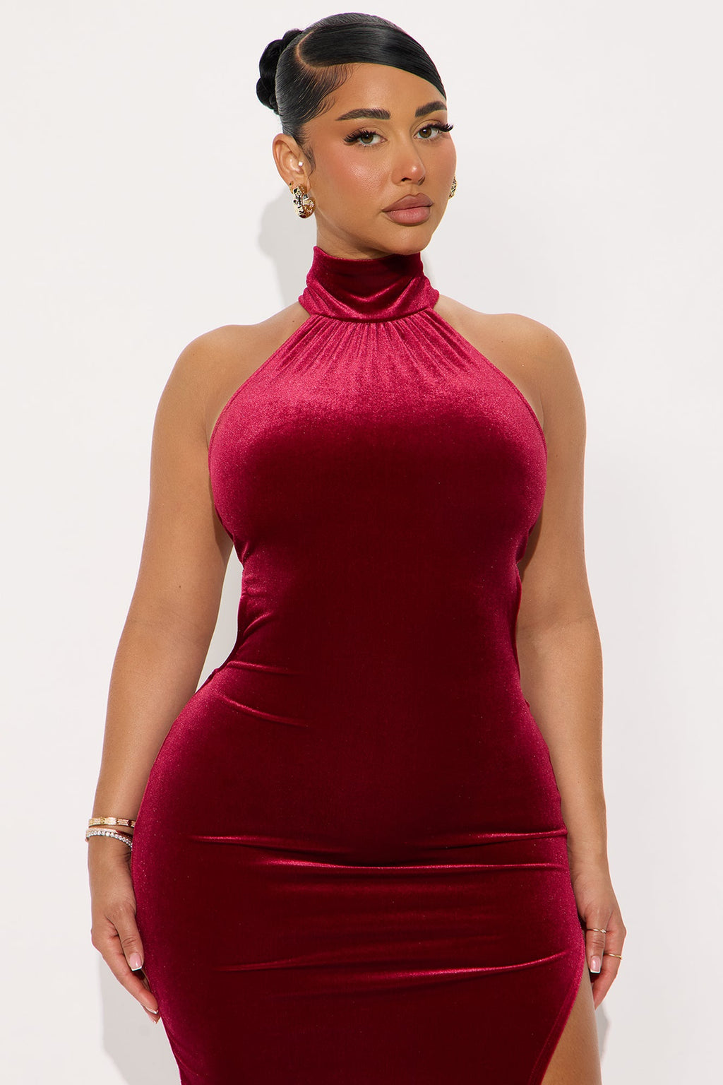 Lorraine Backless Velvet Maxi Gown - Burgundy