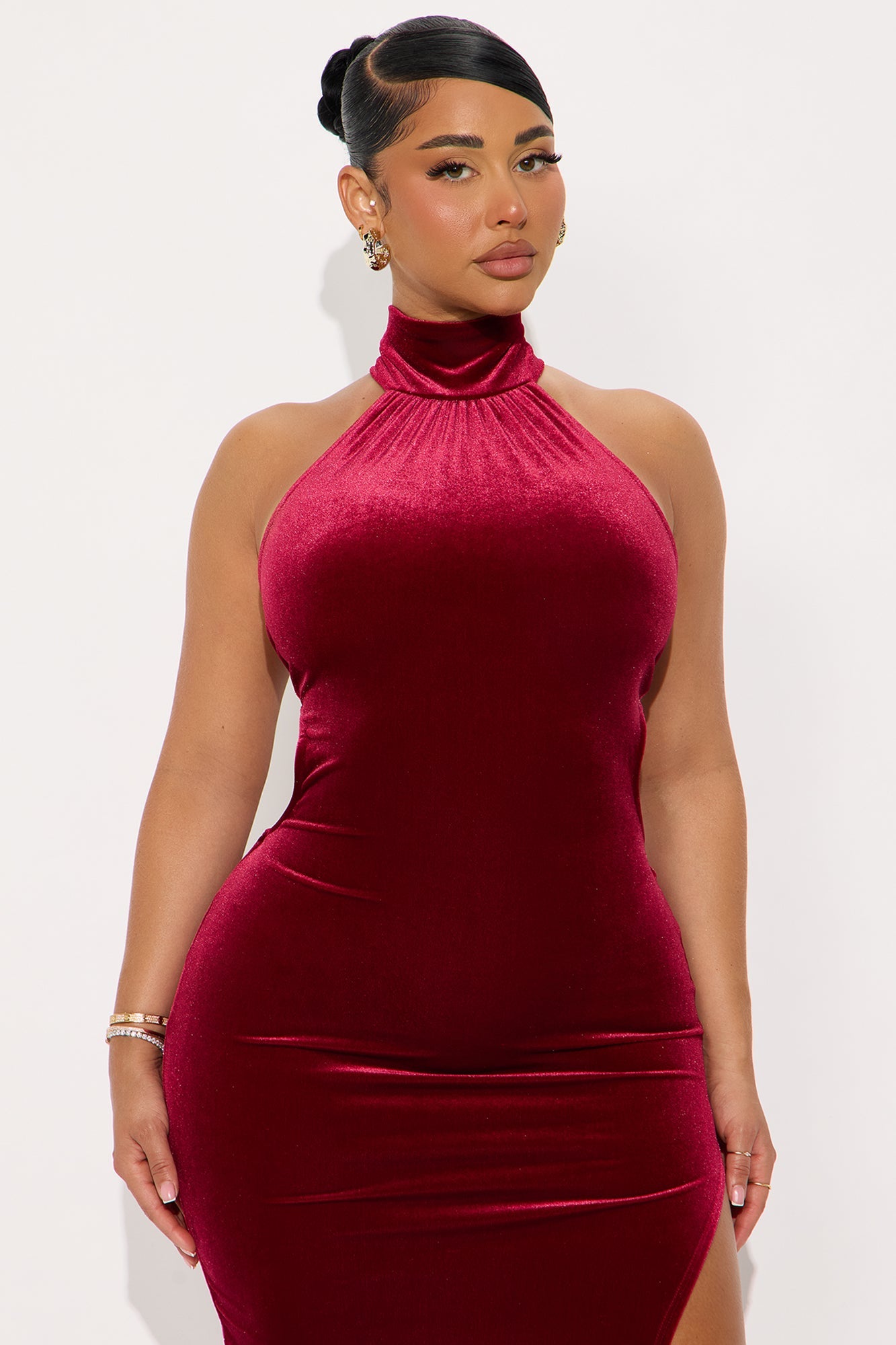 Lorraine Backless Velvet Maxi Gown - Burgundy