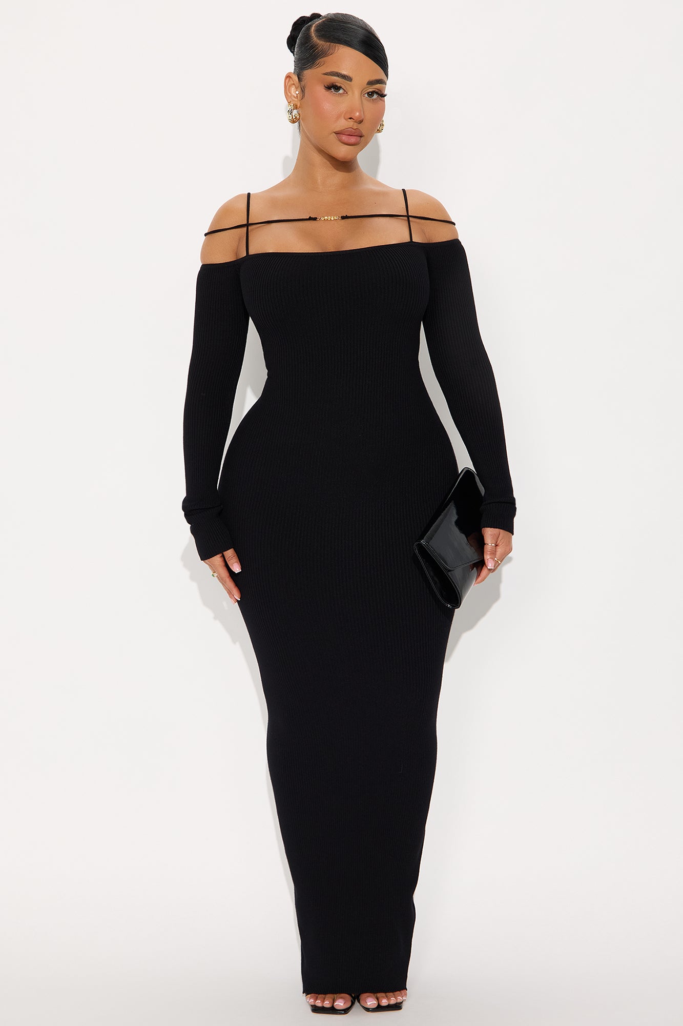 Ylianna Sweater Maxi Dress - Black