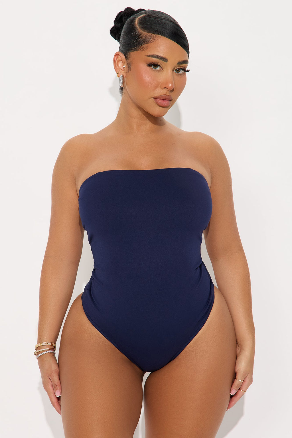Alli Double Lined  Strapless Bodysuit - Navy
