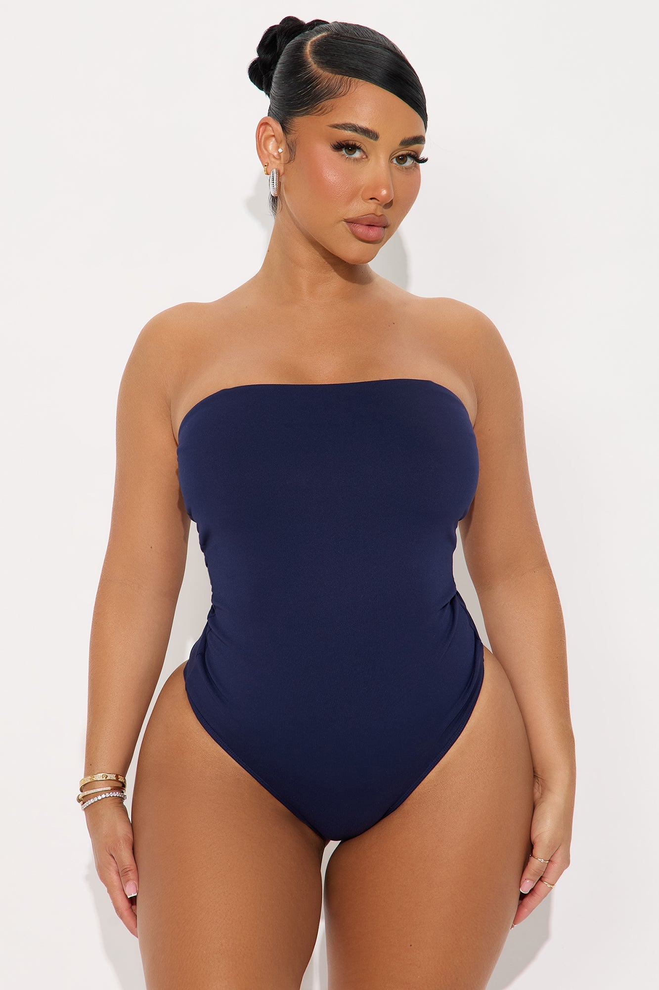 Alli Double Lined  Strapless Bodysuit - Navy