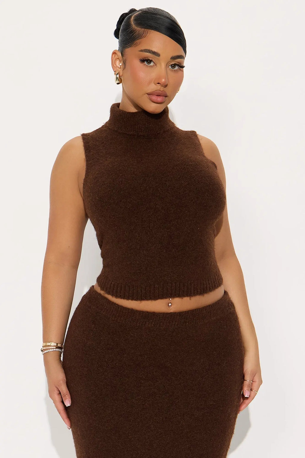 Cambria Sweater Maxi Skirt Set - Chocolate 