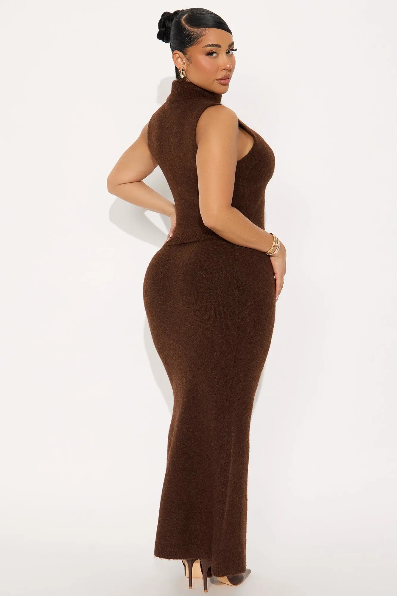 Cambria Sweater Maxi Skirt Set - Chocolate 