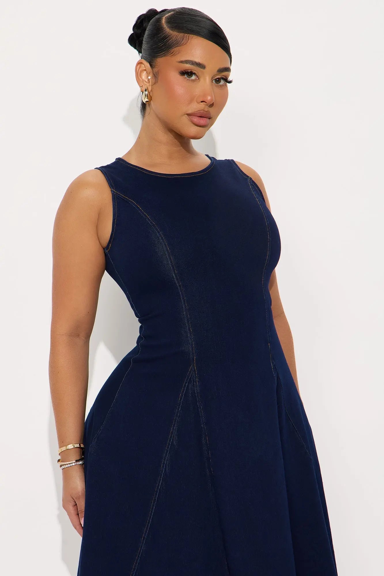 Cheyenne Denim Midi Dress - Indigo 