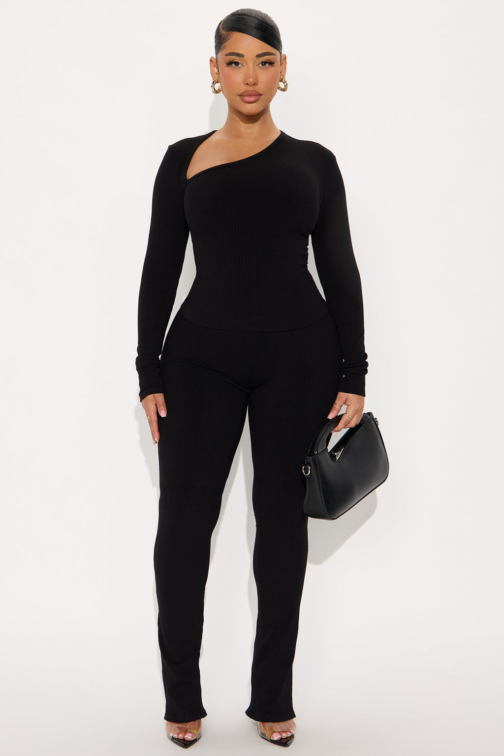 Cut You Off Snatched Pant Set  - Black