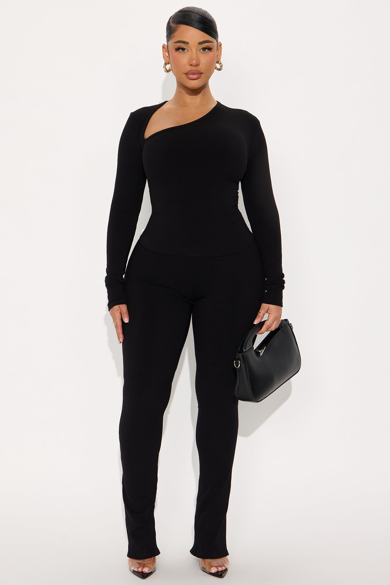 Cut You Off Snatched Pant Set  - Black