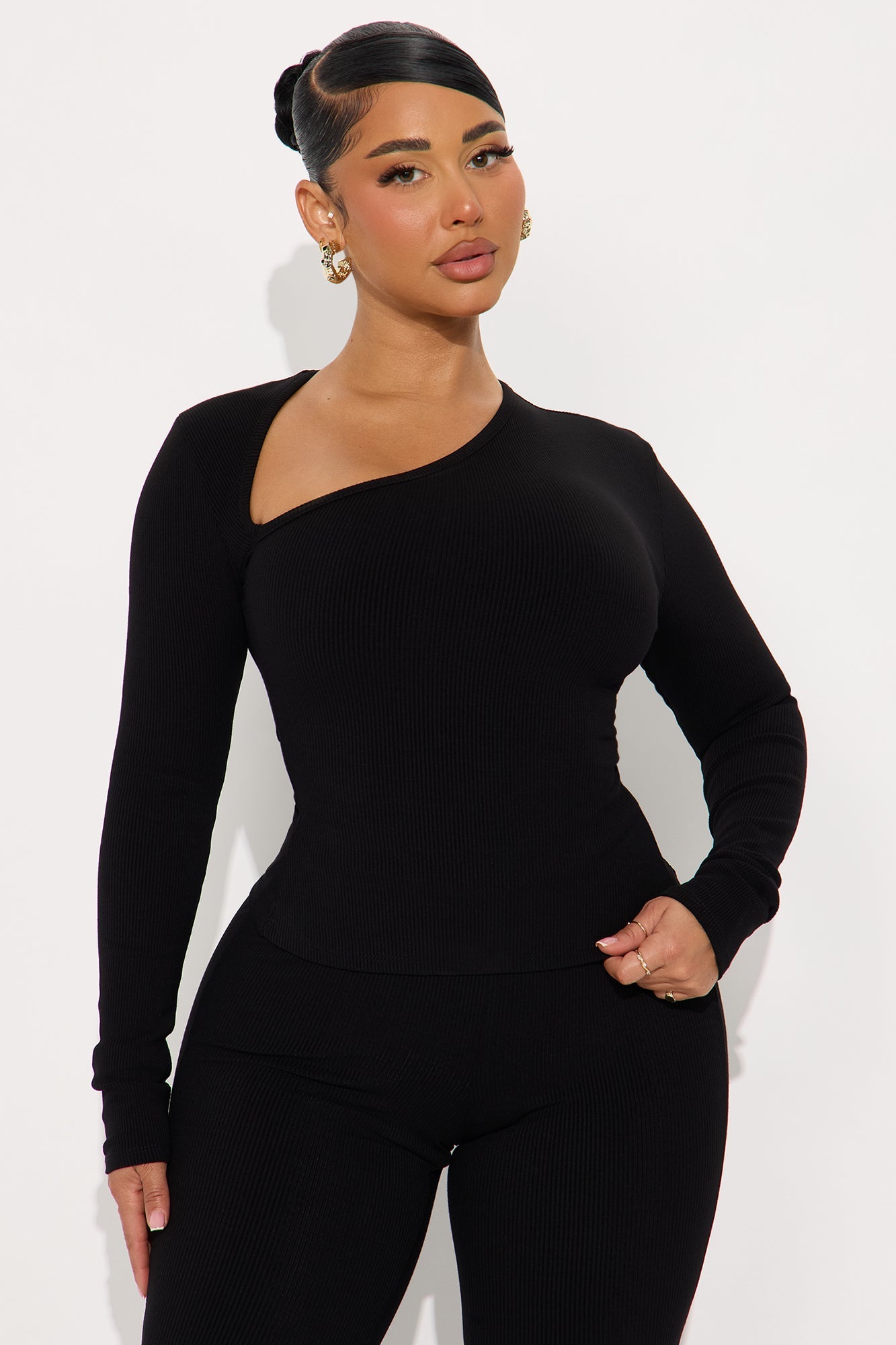Cut You Off Snatched Pant Set  - Black