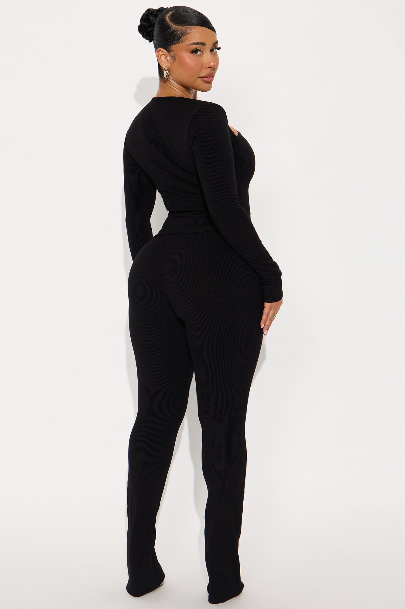 Cut You Off Snatched Pant Set  - Black