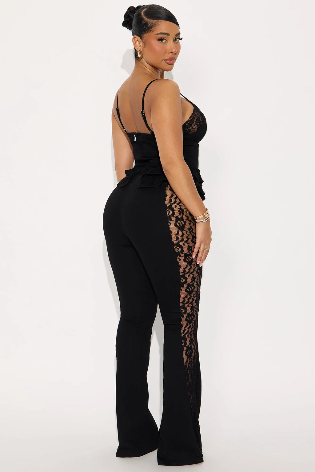 Lace Me Down Pant Set - Black 