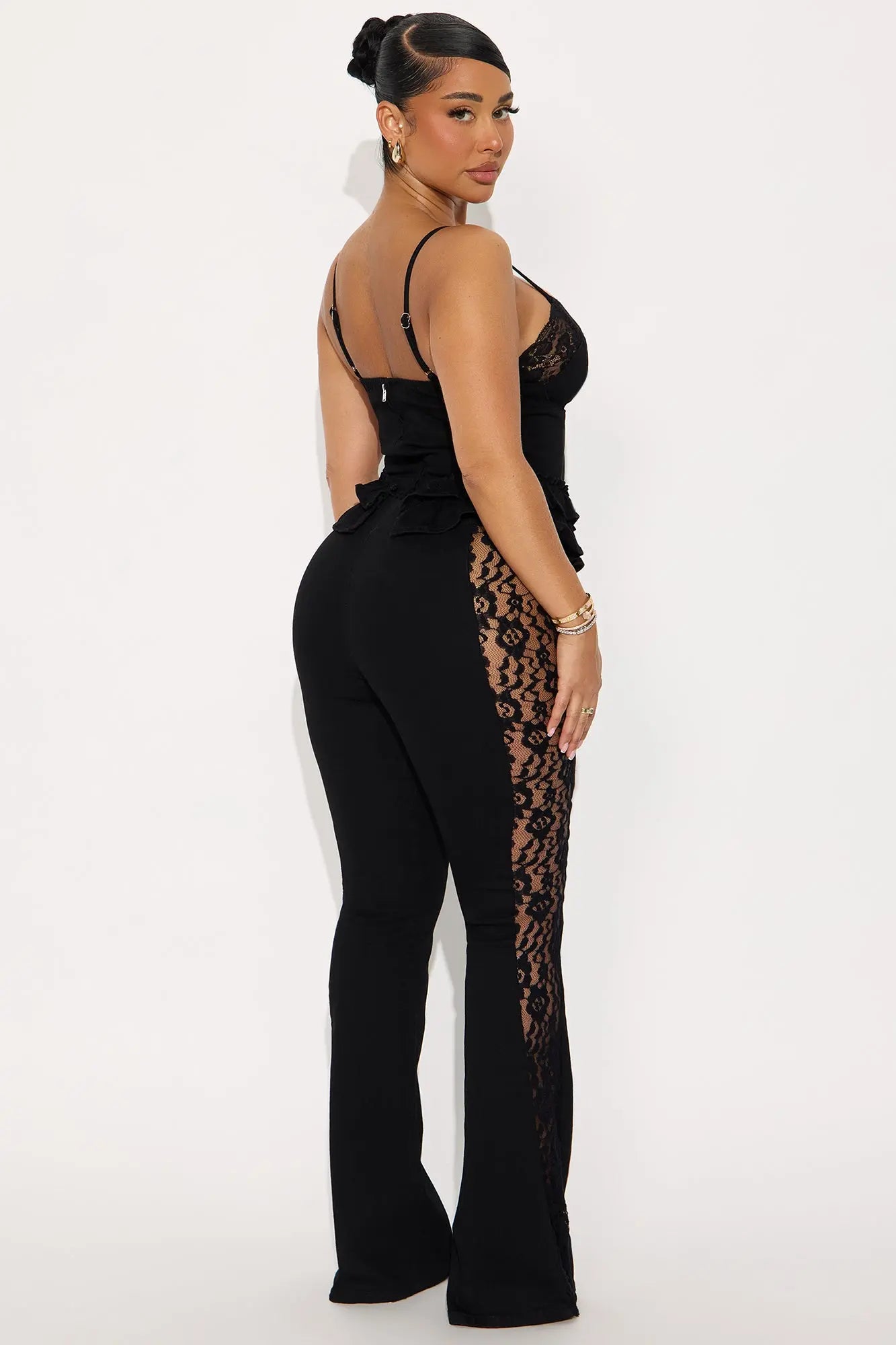 Lace Me Down Pant Set - Black 