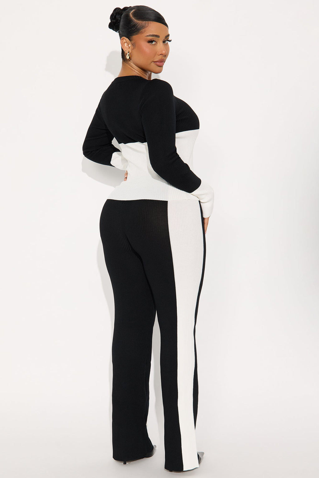 Comfort Essential Sweater Pant Set - Black/White