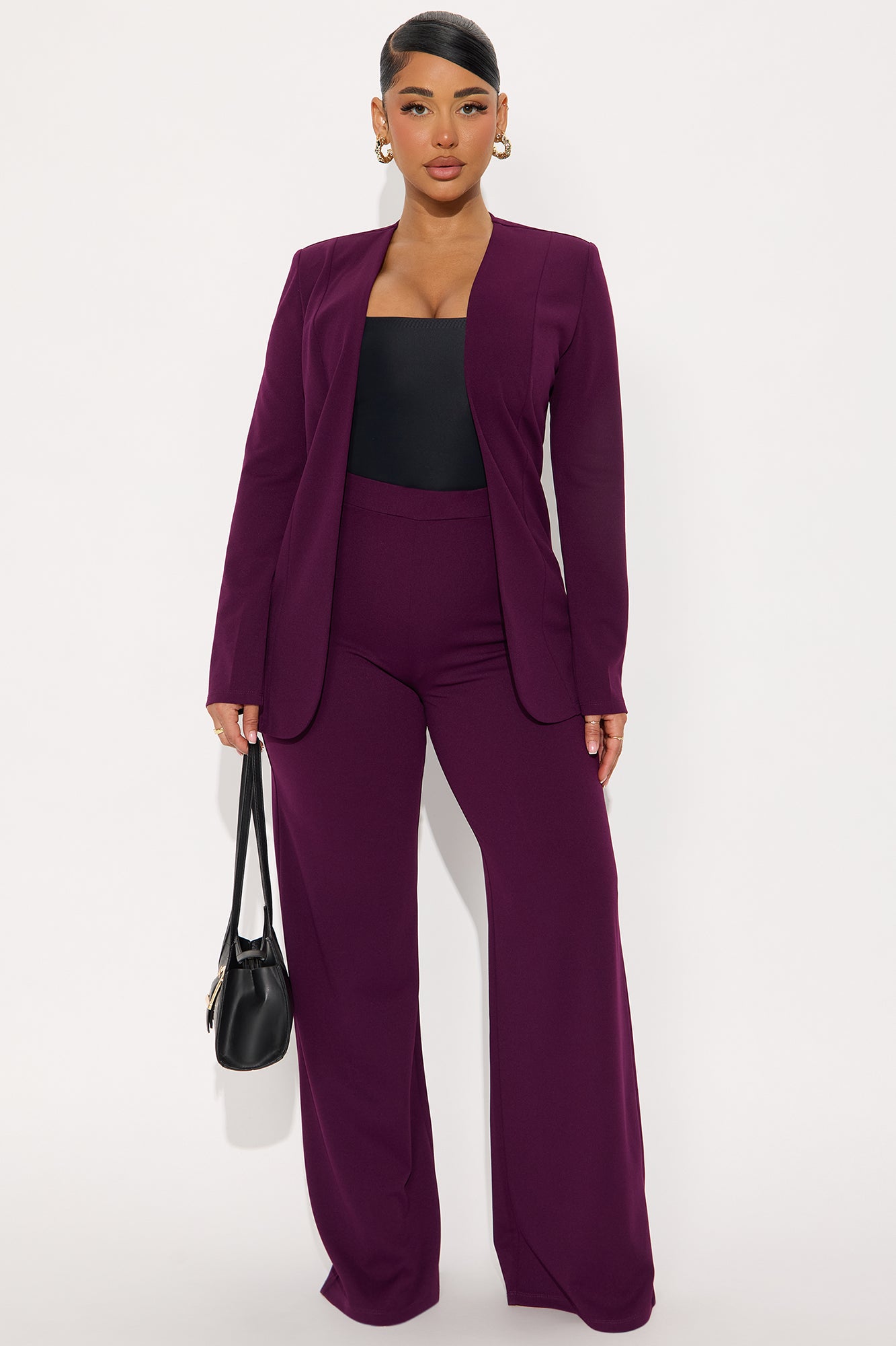 Payin' It Forward Wide Leg Pant Set - Eggplant