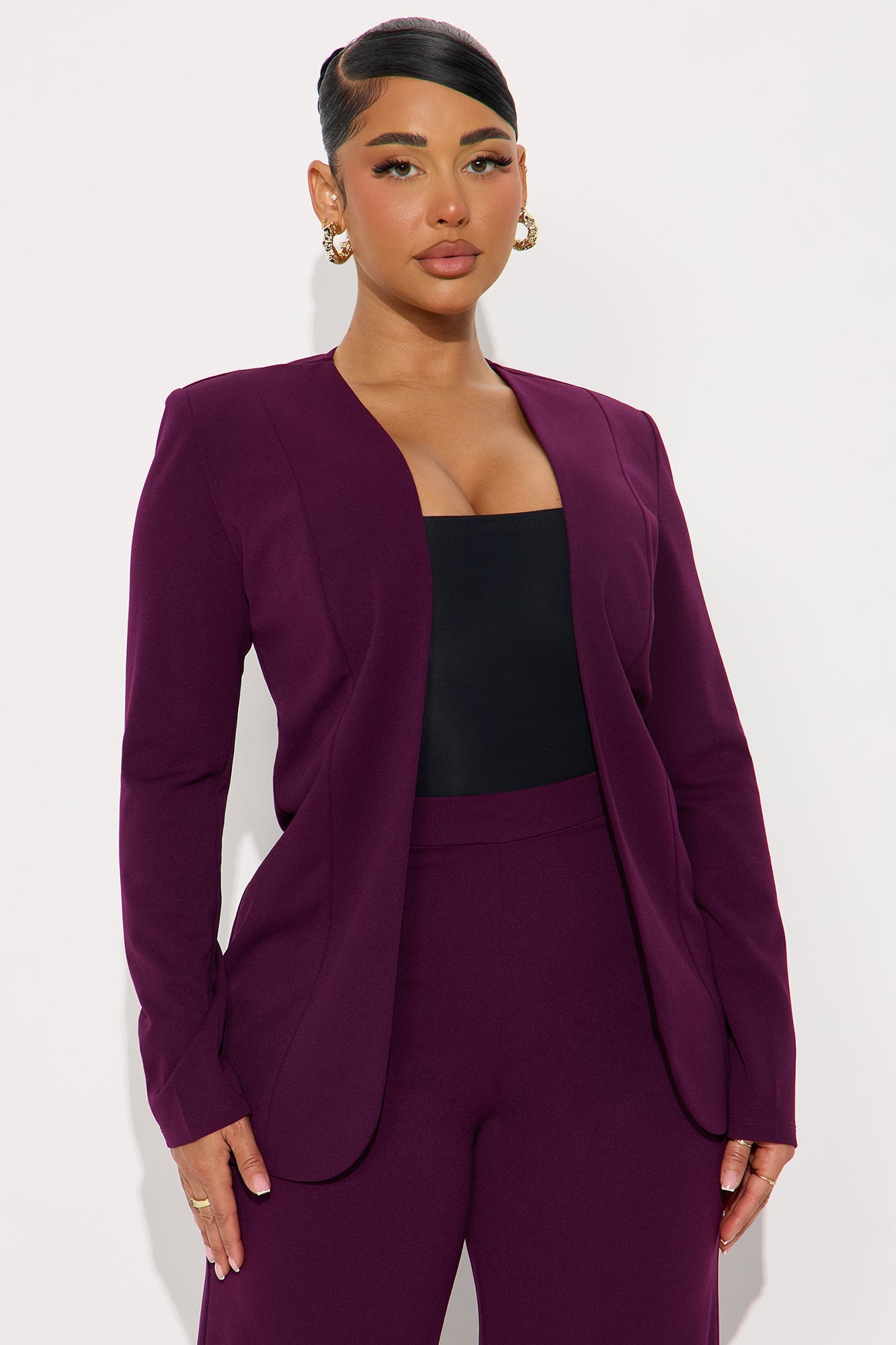Payin' It Forward Wide Leg Pant Set - Eggplant