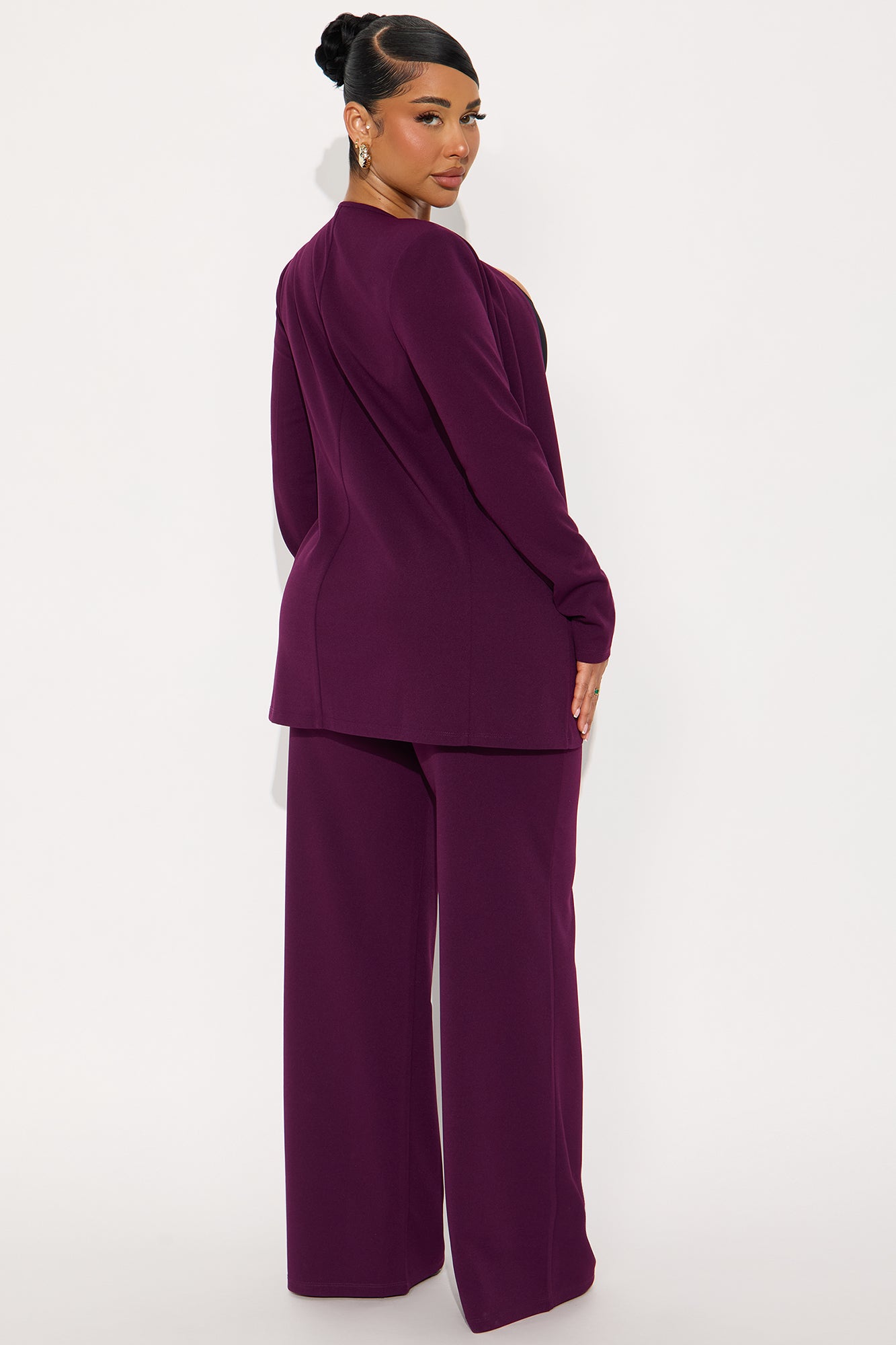 Payin' It Forward Wide Leg Pant Set - Eggplant