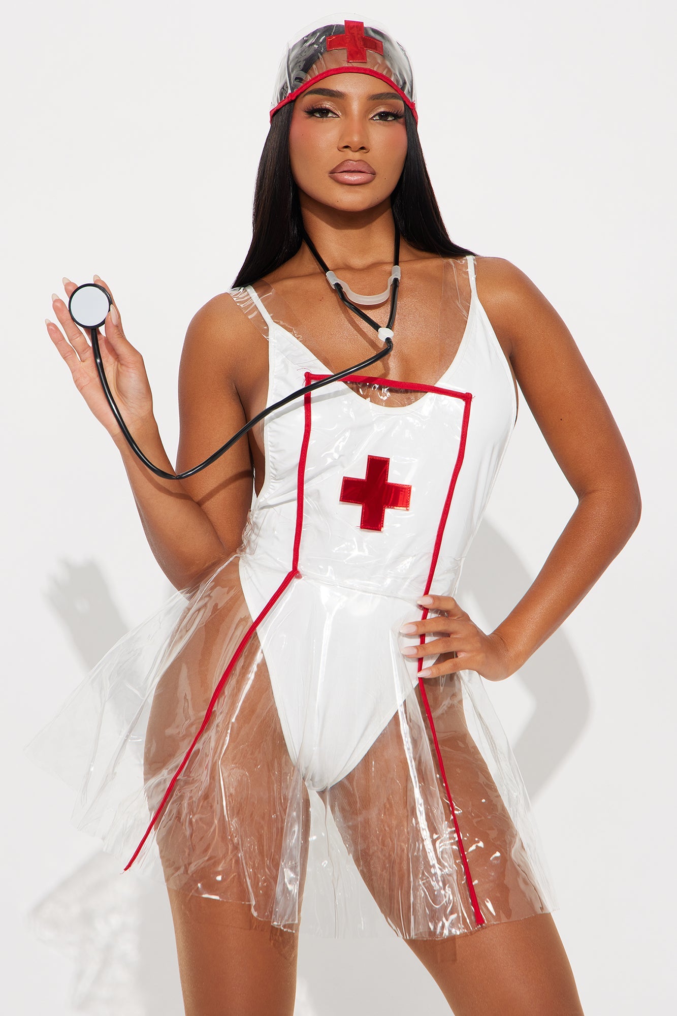 Code Red Hottie 4 Piece Nurse Halloween Costume - White 