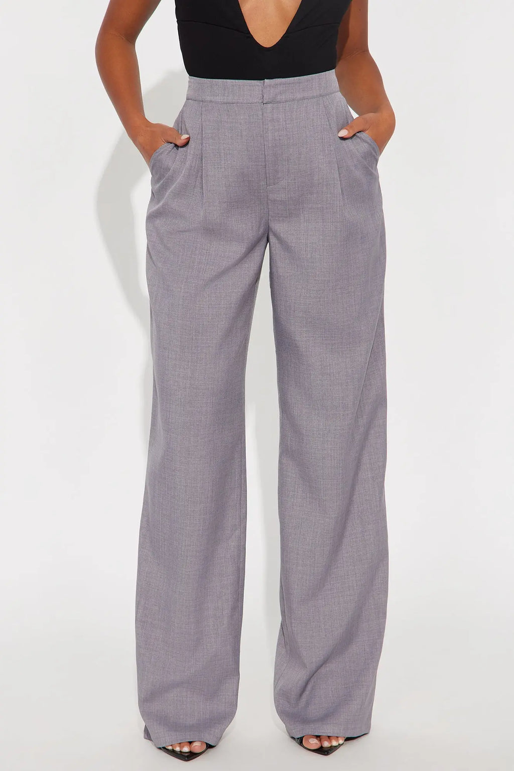 Rachel Straight Leg Trouser Pant 33″ - Grey 