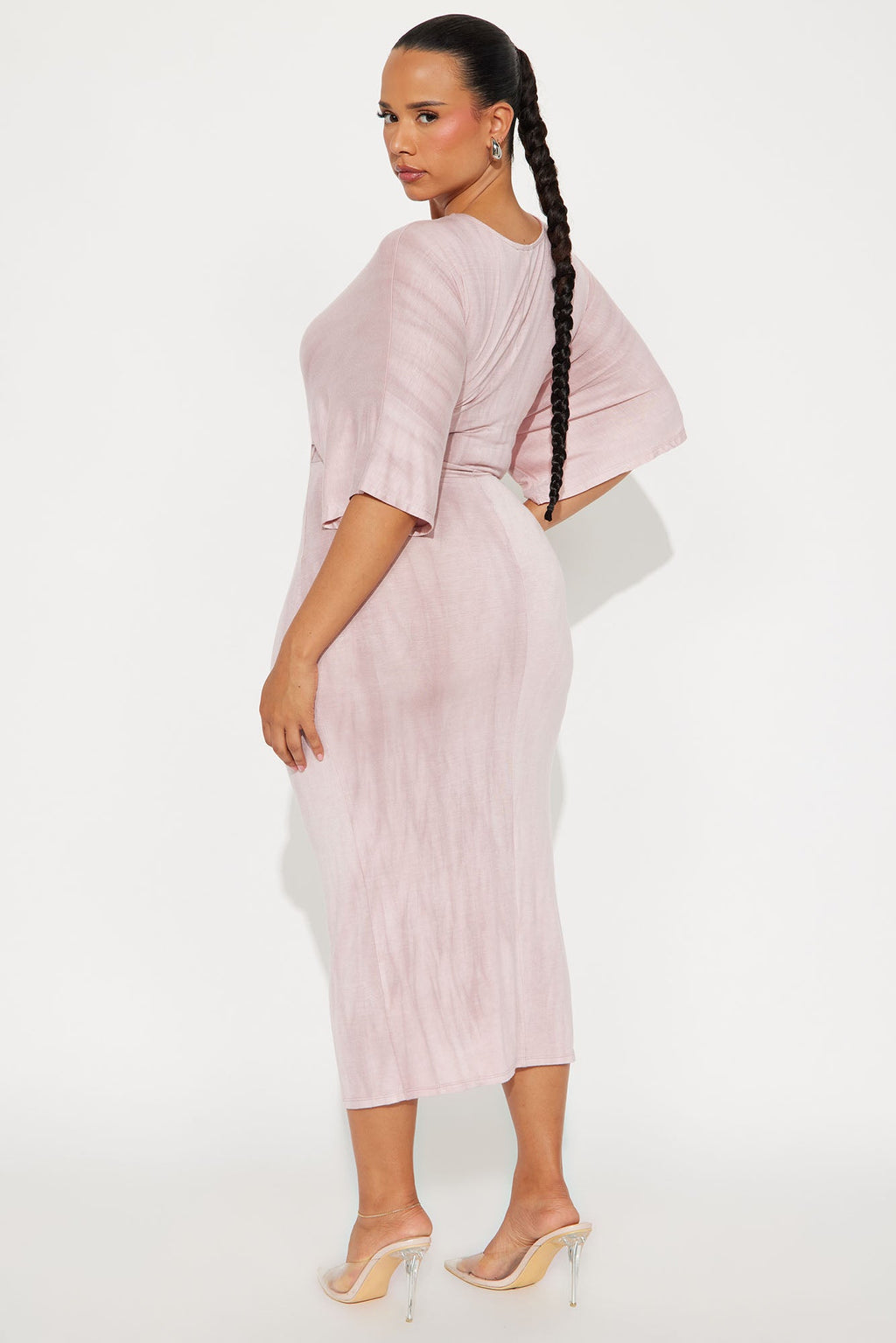 Crystal Tie Dye Midi Dress - Mauve