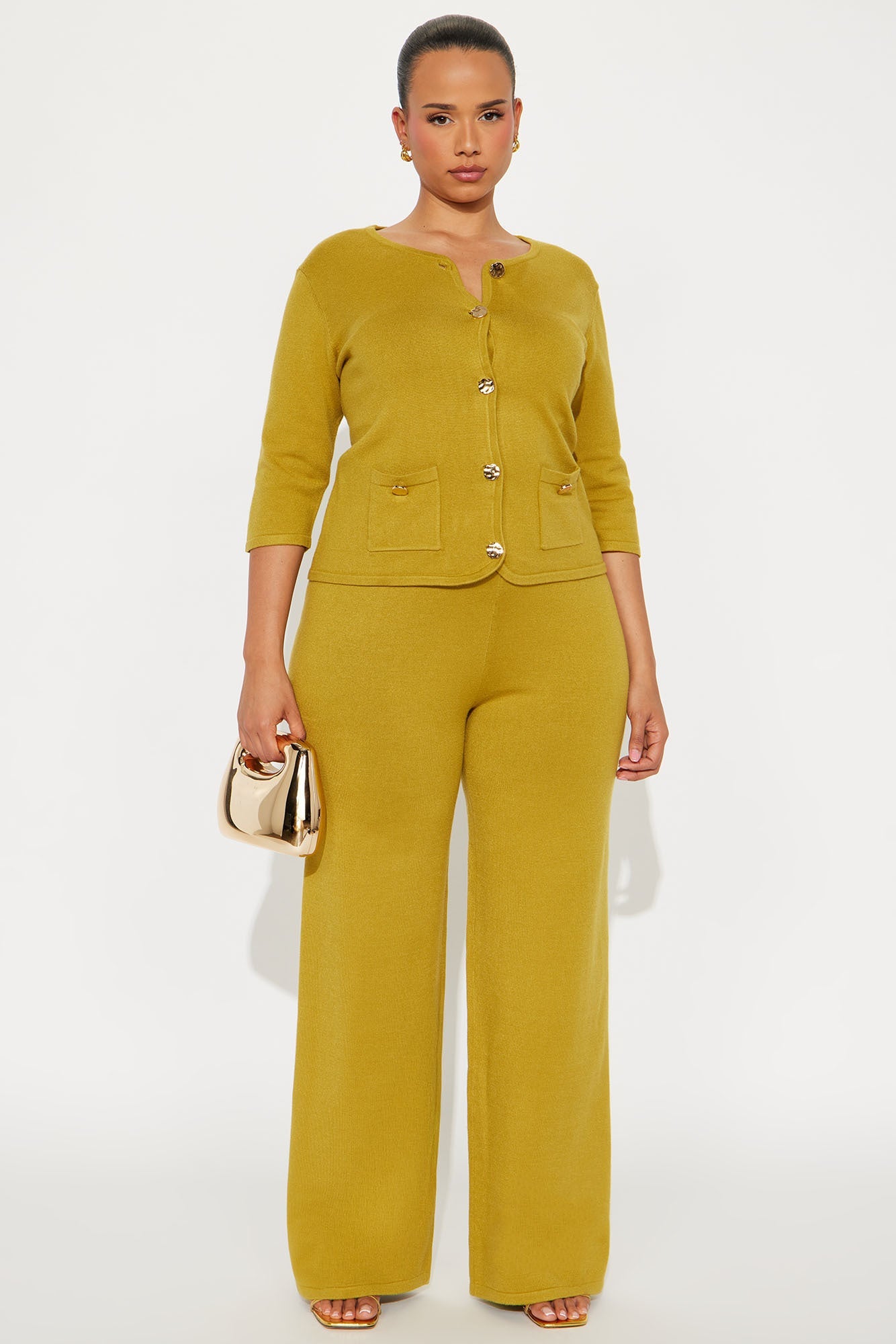 Valerie Sweater Pant Set - Chartreuse 