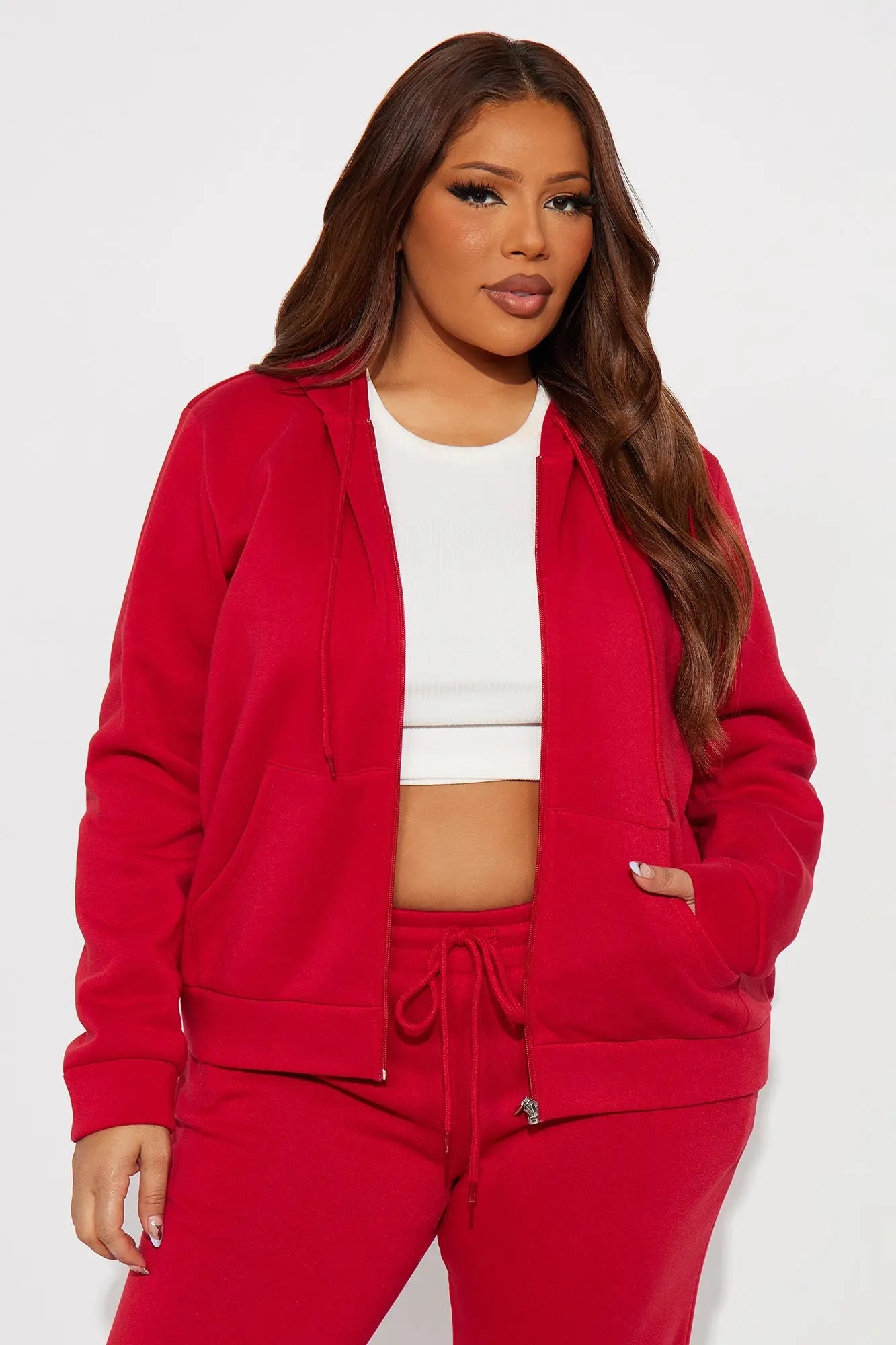 Candice Zip Up Hoodie - Red 