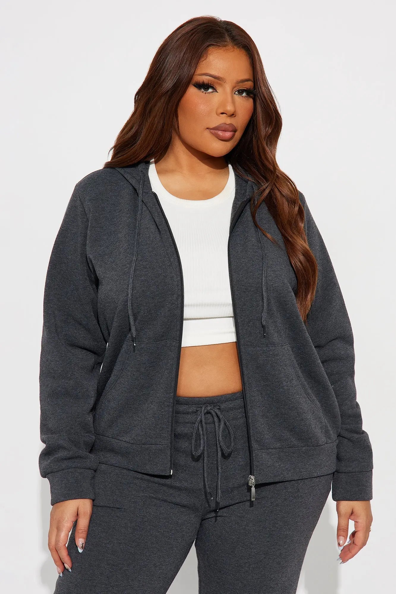 Candice Zip Up Hoodie - Charcoal 