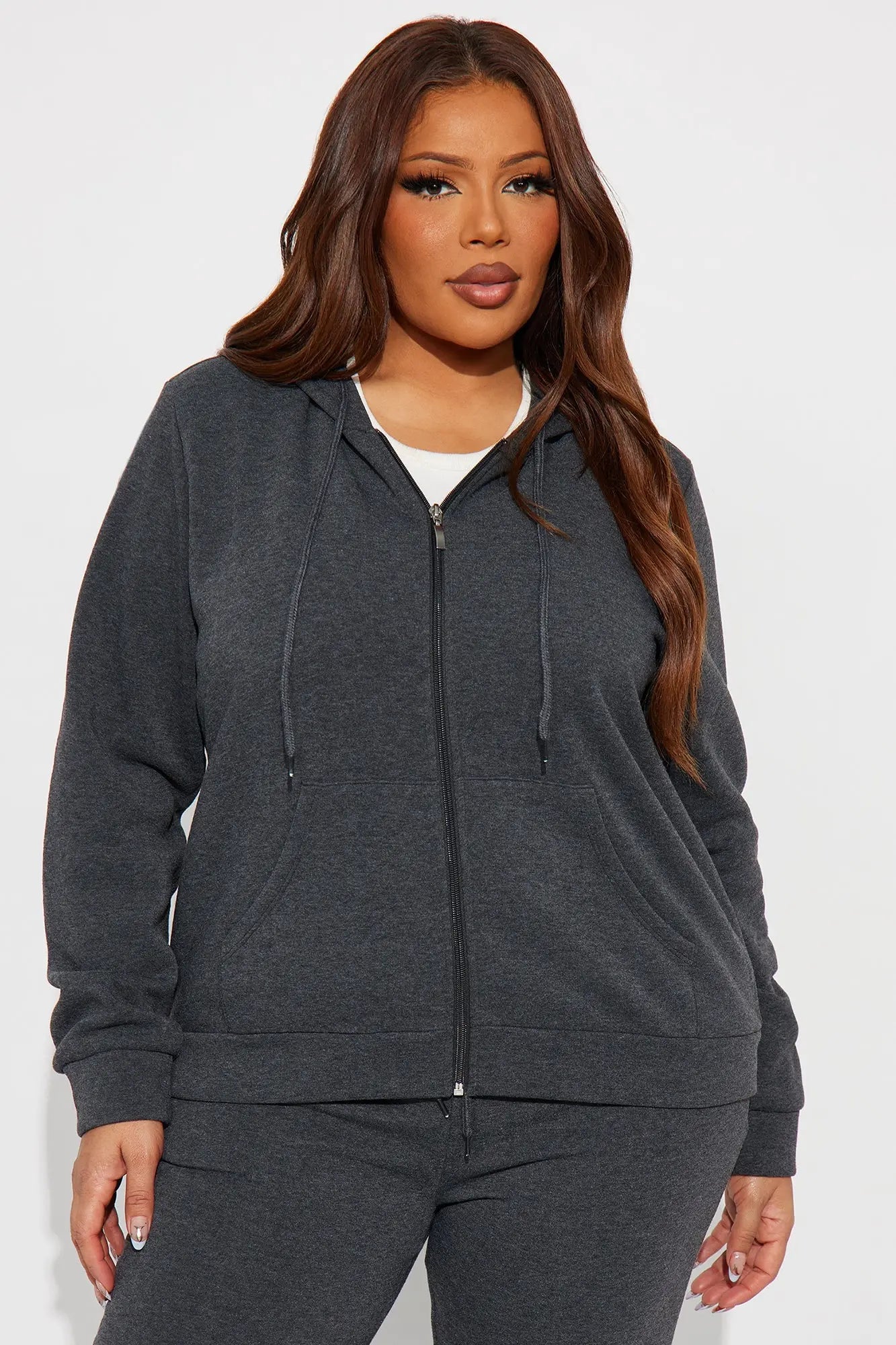 Candice Zip Up Hoodie - Charcoal 