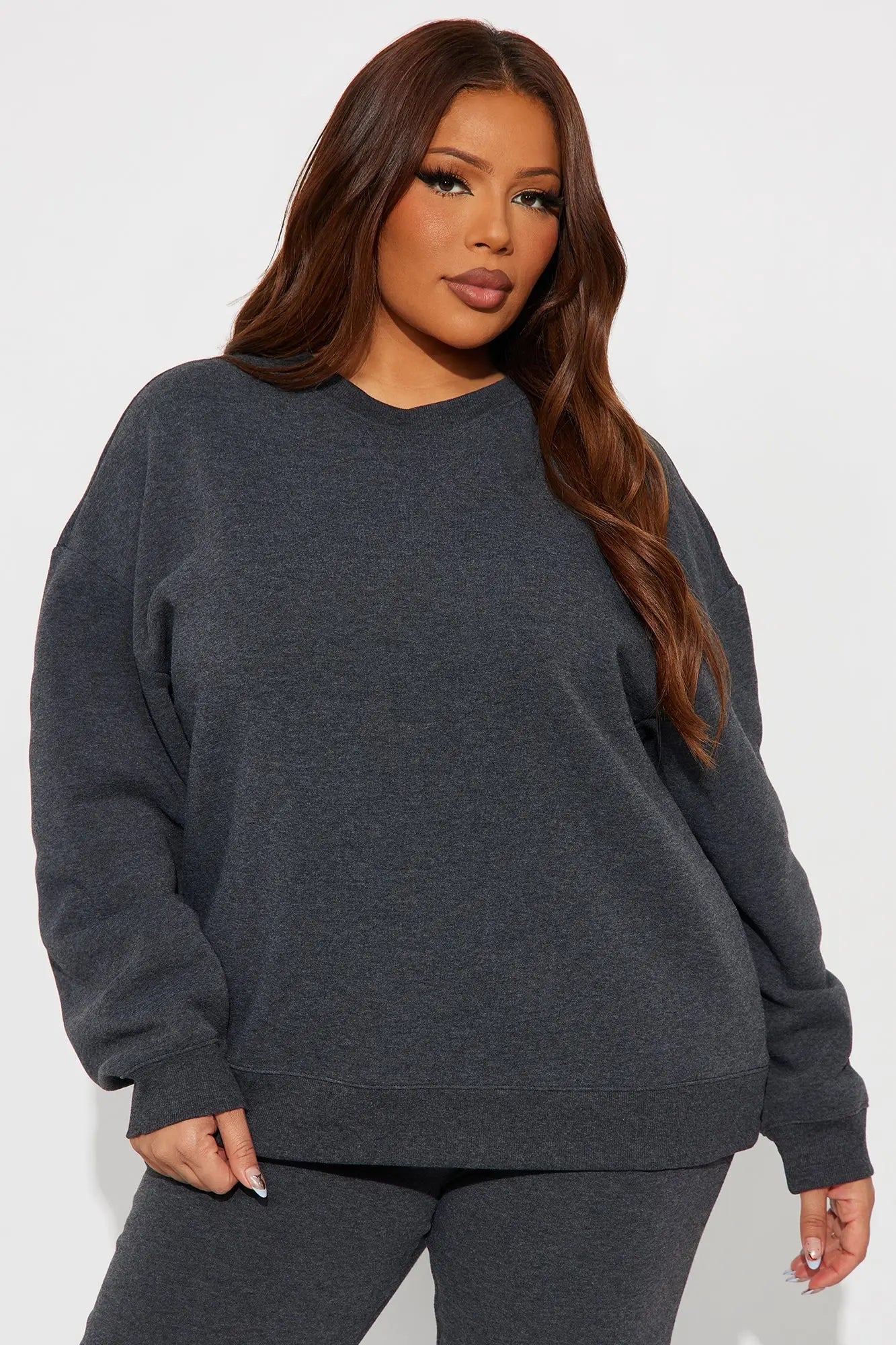 Candice Oversized Crewneck Sweatshirt - Charcoal 