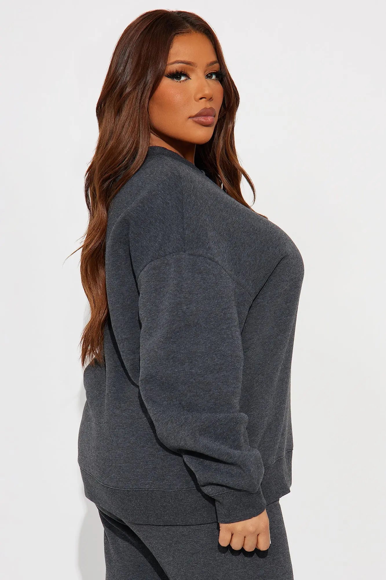 Candice Oversized Crewneck Sweatshirt - Charcoal 