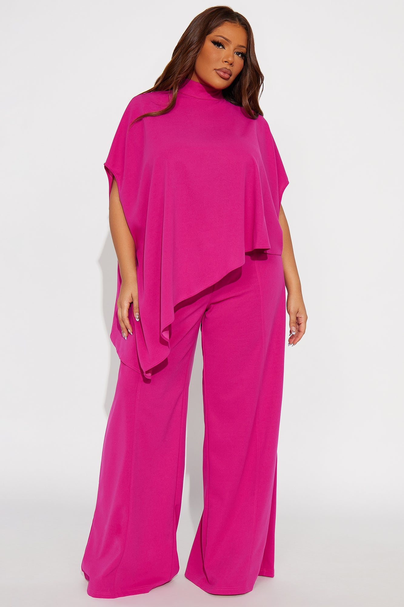 Diana Draped Pant Set - Magenta 
