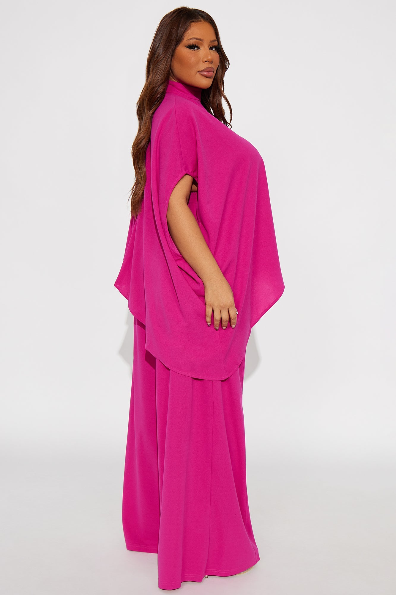 Diana Draped Pant Set - Magenta 