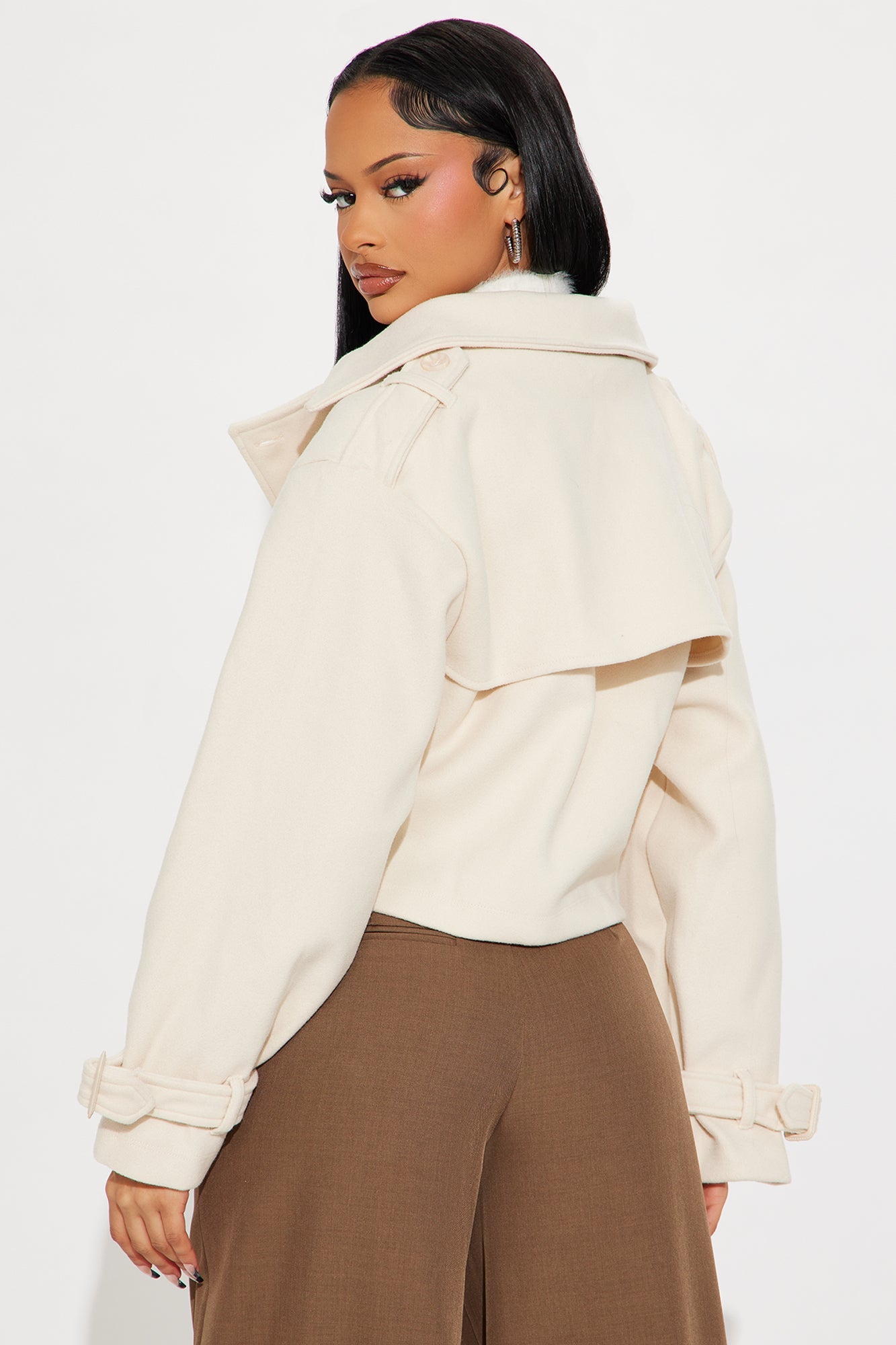 Bridgette Cropped Double Breasted Coat - Cream