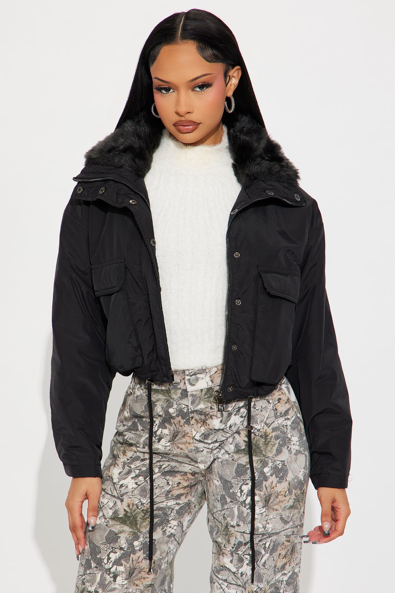 Snow Glow Puffer Jacket - Black