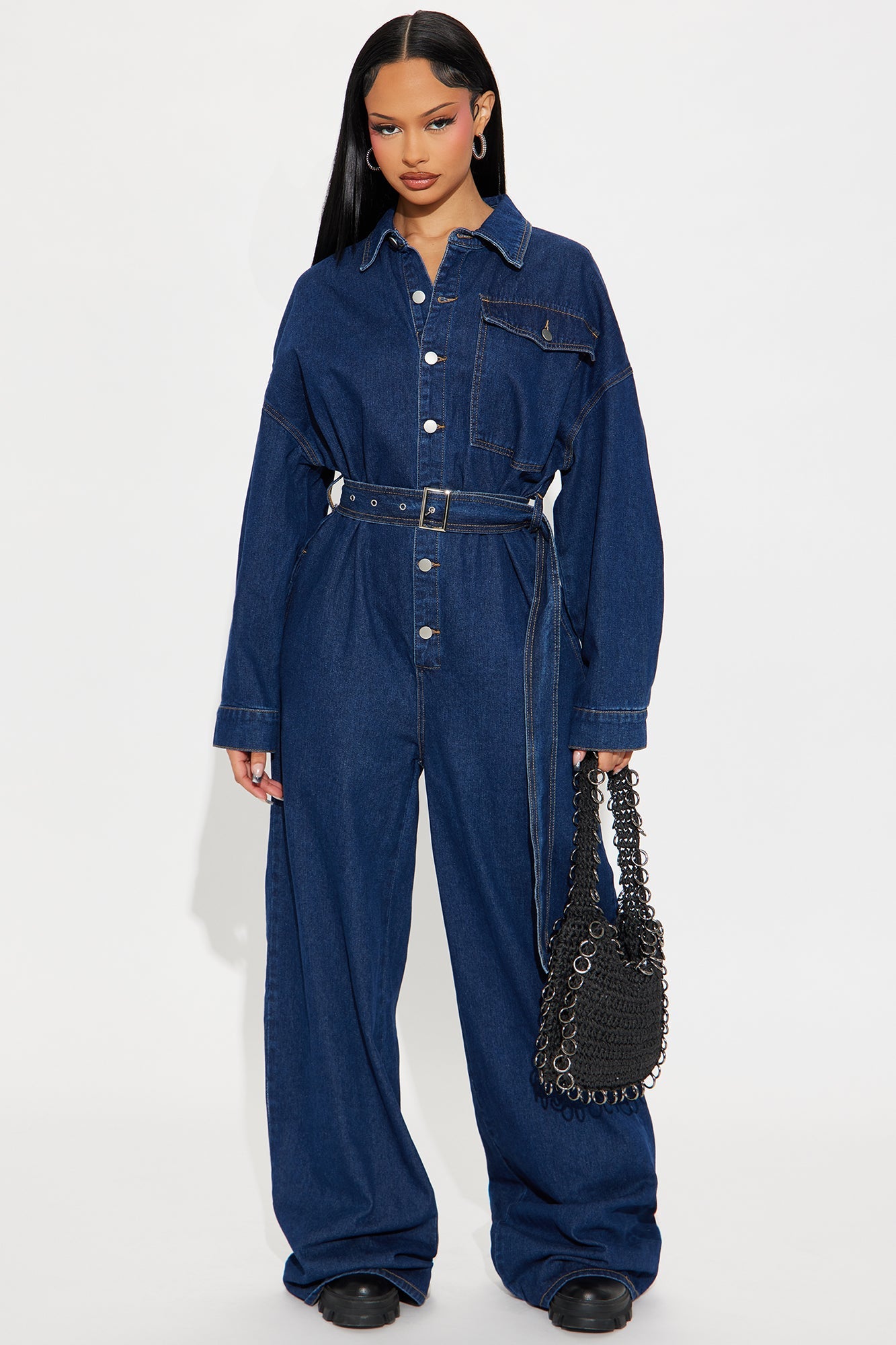 Mirabella Denim Wide Leg Jumpsuit - Dark Wash