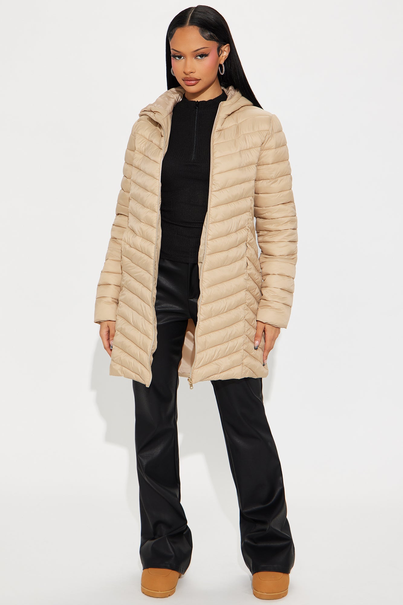 Cold Times Long Puffer Jacket - Khaki